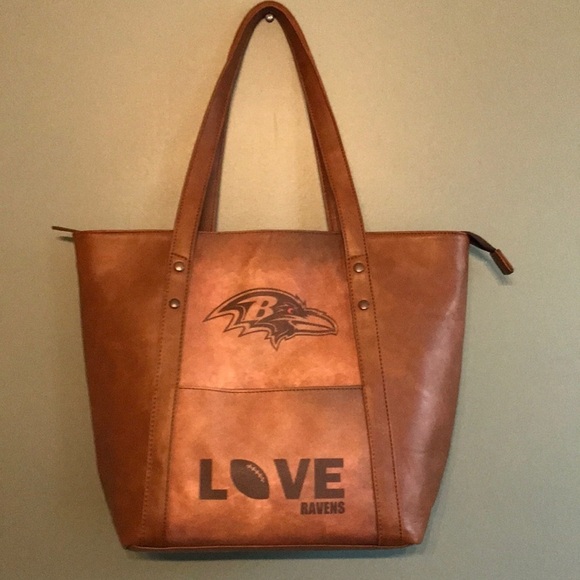 Bradford exchange raven football large tote shoulder bag. EUC Faux leather Vegan - Picture 1 of 7